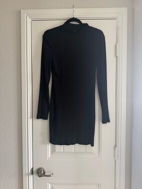 SHEIN Black Long Sleeve Mock Neck Dress